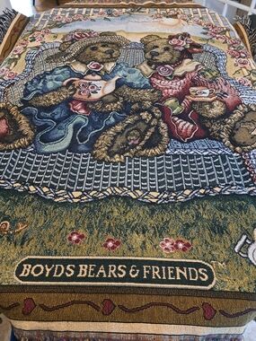 Boyds Bears & Friends Decorative Tapestry Throw - "Tea Party"